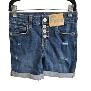 Thereabouts Girls Size 6 Button Fly Jean Shorts Distressed Rolled Hem Denim New